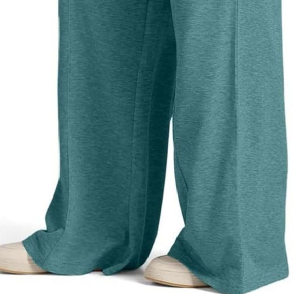 Women's Green Wide-Leg Drawstring Pants - Picture 3 of 8